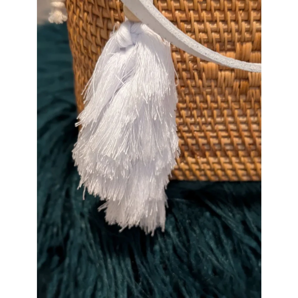 Women's Unbranded Woven Tote Bag One Size Brown and White - Picture 2 of 6